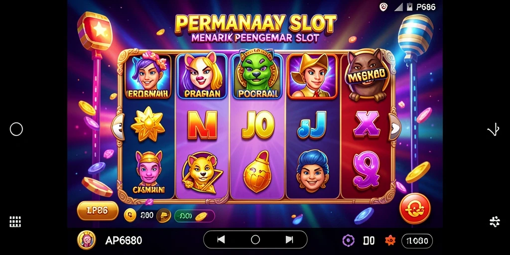 Screenshot gameplay AP686 menampilkan slot yang menarik dan penuh warna.