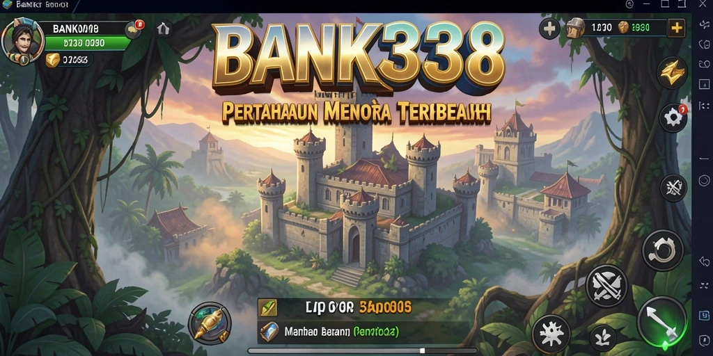 Tampilan gameplay menegangkan di BANK338 yang menampilkan strategi pertahanan menara.
