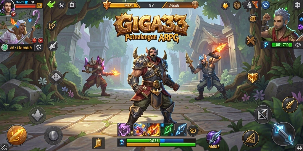 Screenshot gameplay GIGA33 menampilkan aksi pertarungan menegangkan dan grafis yang luar biasa.
