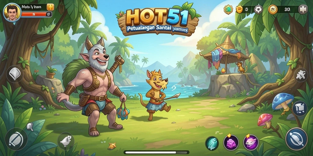 Tampilan gameplay HOT51 yang ceria dan menghibur.