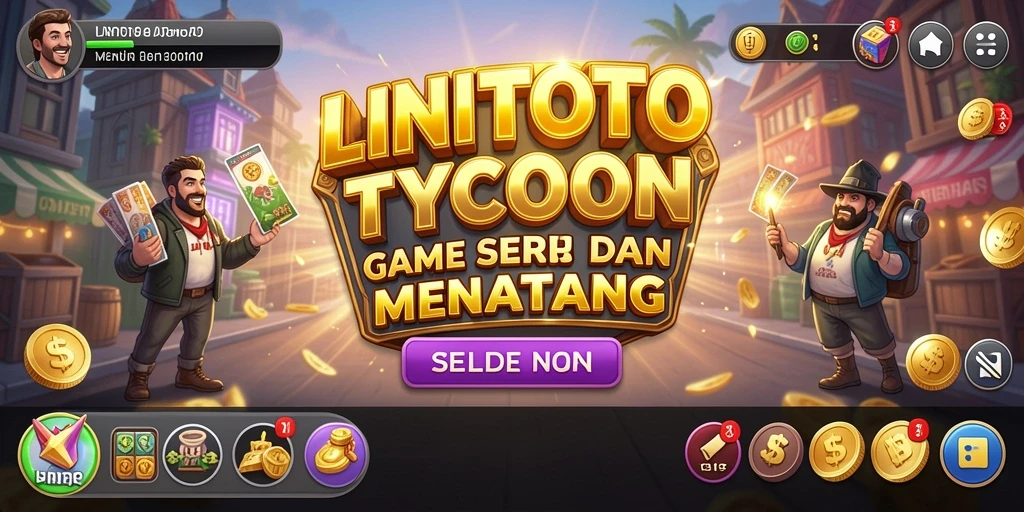 Tampilan gameplay LINITOTO yang menampilkan pengelolaan bisnis yang seru.