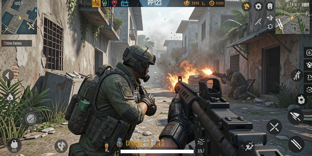 Gameplay menegangkan PP123 dengan aksi tembak-menembak yang seru.