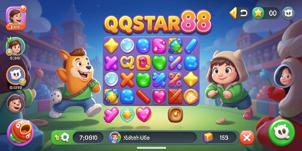 Tampilan karakter dan efek menarik dalam gameplay Match-3.