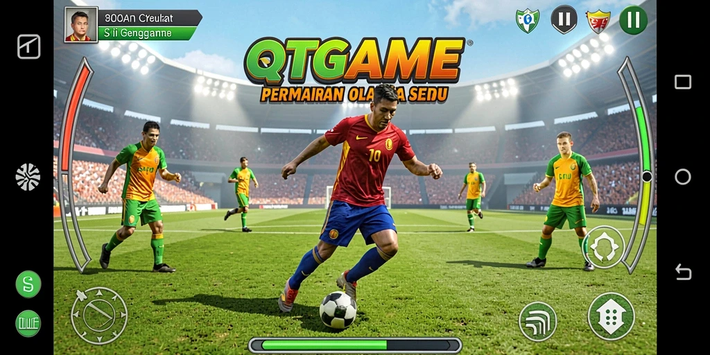 Tampilan gameplay seru di QTGAME menunjukkan aksi pertandingan olahraga.