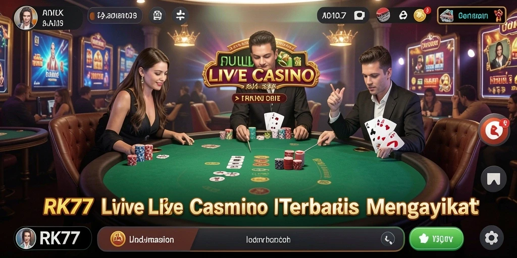 Tampilan gameplay Live Casino RK77 dengan dealer langsung yang interaktif.