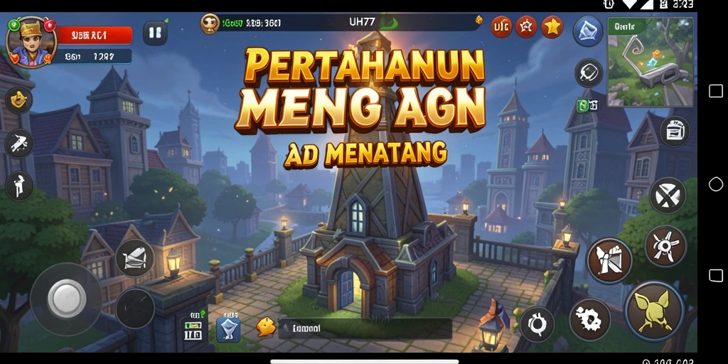 Tampilan gameplay UH77 yang mendebarkan dalam pertahanan menara.